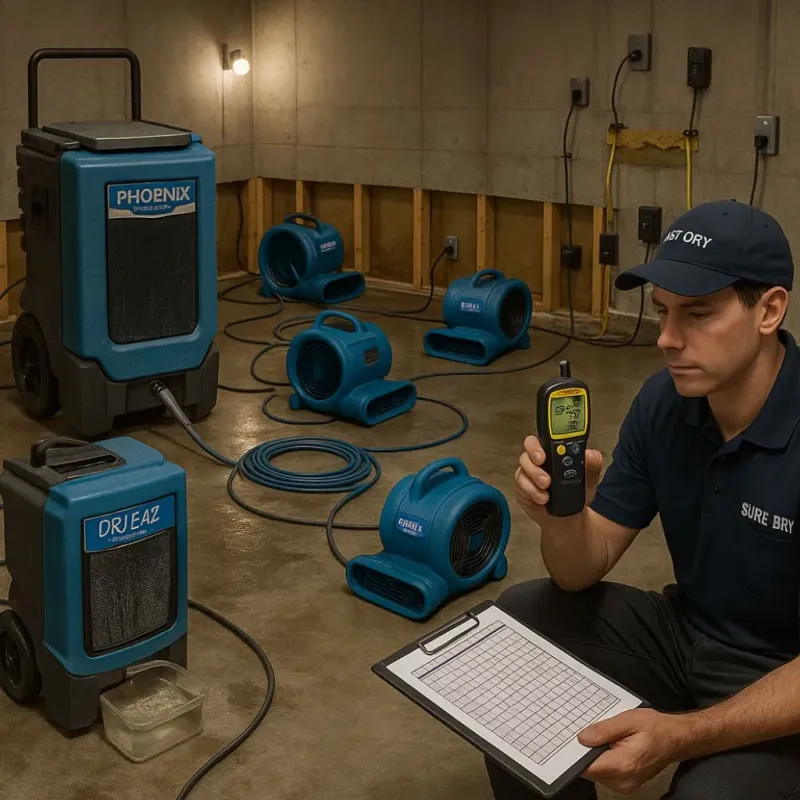 Structural Drying and Dehumidification process in Marshall, TX